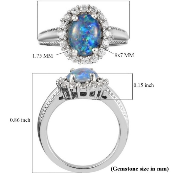 NEW Australian Boulder Opal Triplet & Zircon Halo Ring Size 5 - Picture 13 of 13